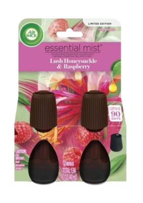 Air Wick Essential Mist Oil Refills, Lush Honeysuckle & Raspberry, Qty 2