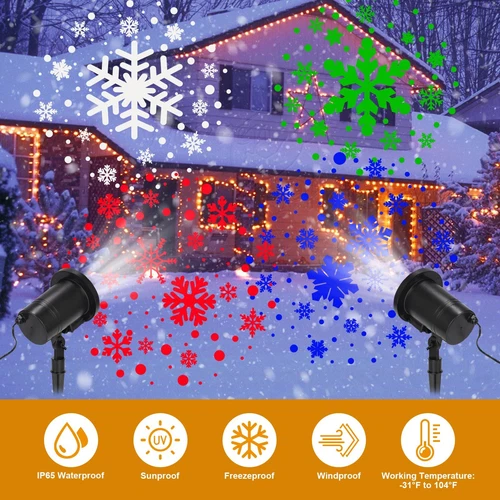 LED Projector Christmas Snowflake Rotating Snowfall Night Landscape Outdoor Lamp