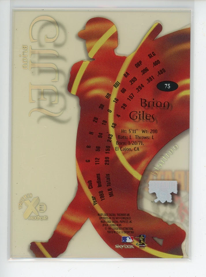 1999 E-X Century #75 Brian Giles Pirates - Image 2 of 2