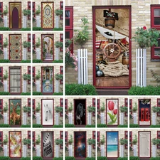 3D Self Adhesive Vintage Window Grilles Animal Door Sticker Wall Mural Wallpaper