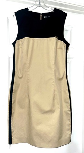 Designer DSQUARED2 Black, Khaki/Tan Sheath Dress Size 46 (US 10)