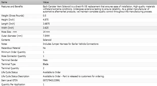 STANDARD Vapor Canister Vent Solenoid for 2002-2004 BUICK REGAL - Image 2 of 4