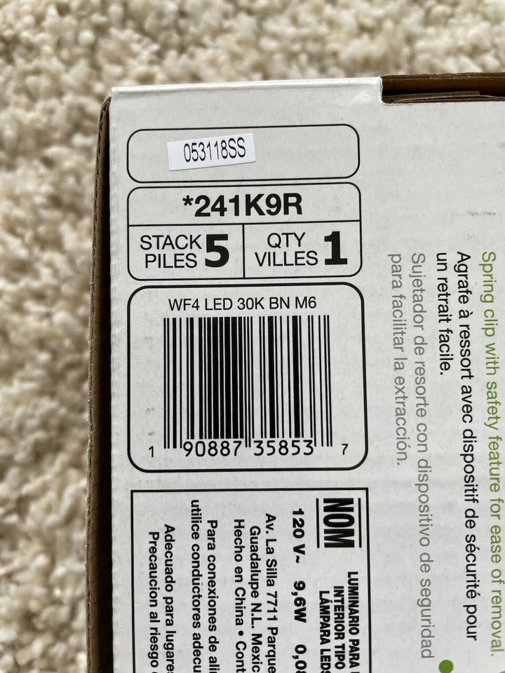 Kit de luz empotrada LED integrada oblea Lithonia WF4 4 pulgadas 3000K - níquel cepillado Foto 3 de 4