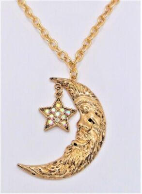 Kirks Folly MOON MAGIC Crystal Necklace Goldtone  Aurora Borealis #15