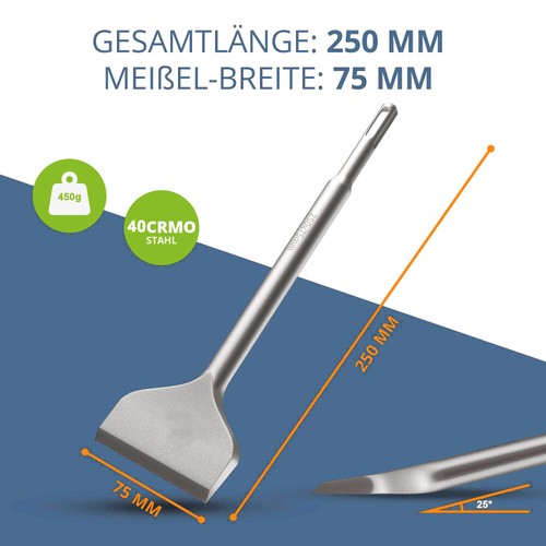 Spatmeißel SDS Plus 75x165/250mm zum Abtragen Verputz-Fliesen entfernen - Bild 8 von 18