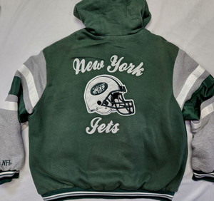 Vintage New York Jets NFL Varsity Jacket Full Zip Hoodie Men's XXL