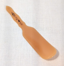 Art Deco Vanity Shoe Horn 7"  Peach Blush Plastic w/ Gilt Motif  1930s Boudoir