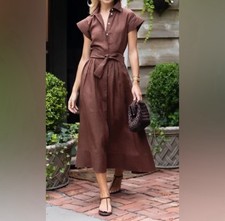 NWT Julia Amory 100% Linen Betty Dress In Coco Size XS