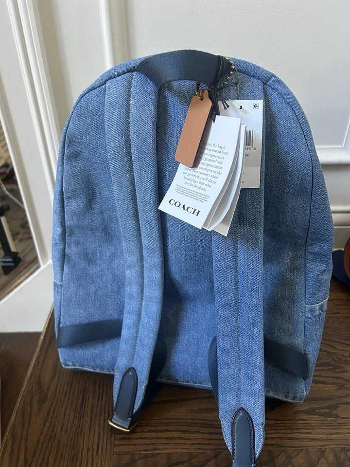 MOCHILA COACH CHARTER, DENIM ÍNDIGO NUEVA CON ETIQUETAS CAT43 Bolso Azul Foto 3 de 4
