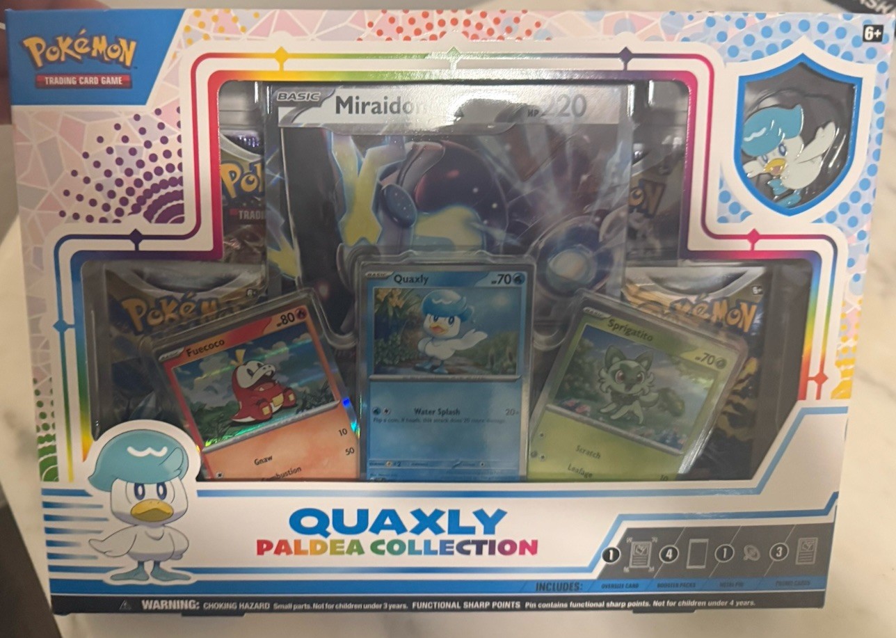 Pokémon TCG Quaxly Paldea Collection Box 3 Cards Promo English 2023