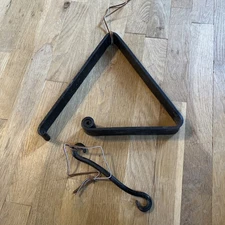 Vintage Hand forged Iron Triangle Dinner Bell And Striker