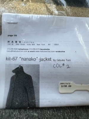 HABU TEXTILES NANAKO JACKET Kit By Setsuko Tori All Yarn And Pattern For M Size