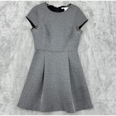 Susana Monaco Dress Womens 6 Fit & Flare Scuba Office Career Classic Zip Gray