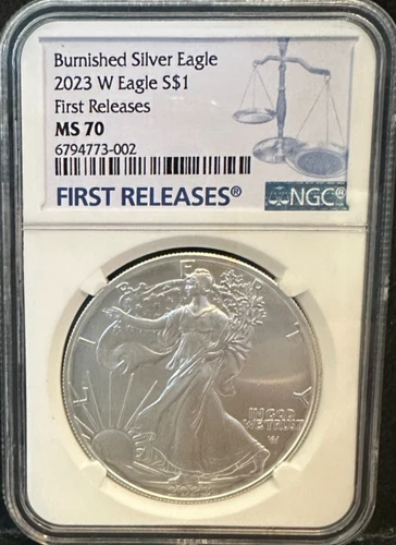 2023-W  Burnished Silver American Eagle NGC MS 70 First Releases