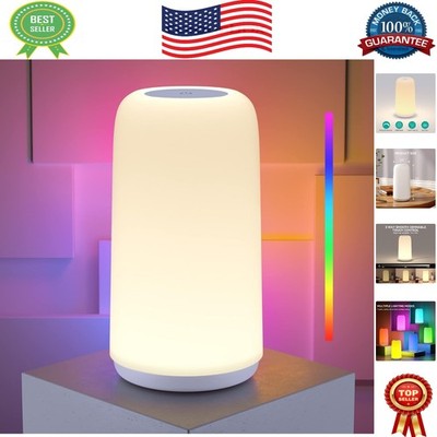Compact RGB Touch Nightstand Lamp with 3 Brightness Levels & Warm White Light