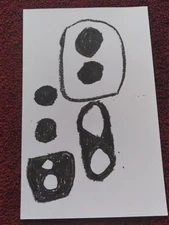 Minimalism Black Crayon Hand Drawn Art Signed Dated On 5x8 Paper
