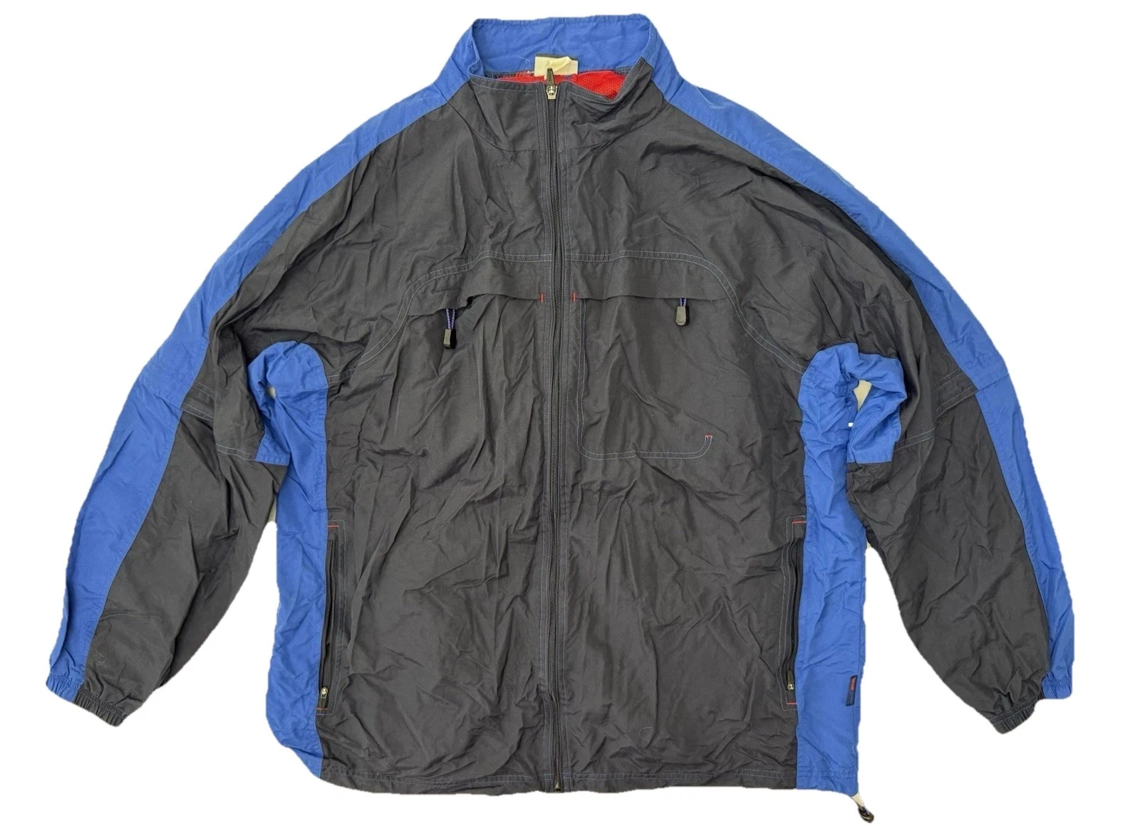 Vintage 90s Jockey Sport Windbreaker Men's XL (meas pics)Blue Navy Colorblock