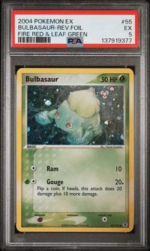 2004 POKEMON EX FIRE RED & LEAF GREEN #55 BULBASAUR-REVERSE FOIL PSA 5