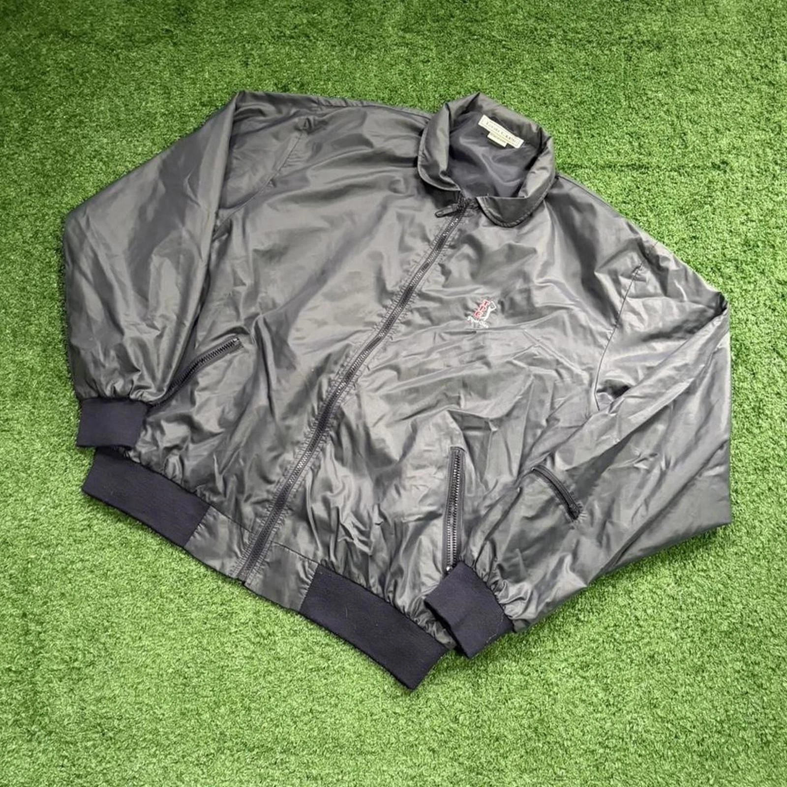 Vintage Izod Club Zip Jacket Nylon Lightweight Windbreaker Mens XL Golf Preppy