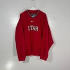 Utah Utes Jacket Mens Large Red NCAA Football Nike V Neck Windbreaker Pullover