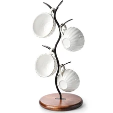 Coffee Mug Holder with 4 Hooks Cup Rack Stand for Countertop Mug Tree Kitchen...