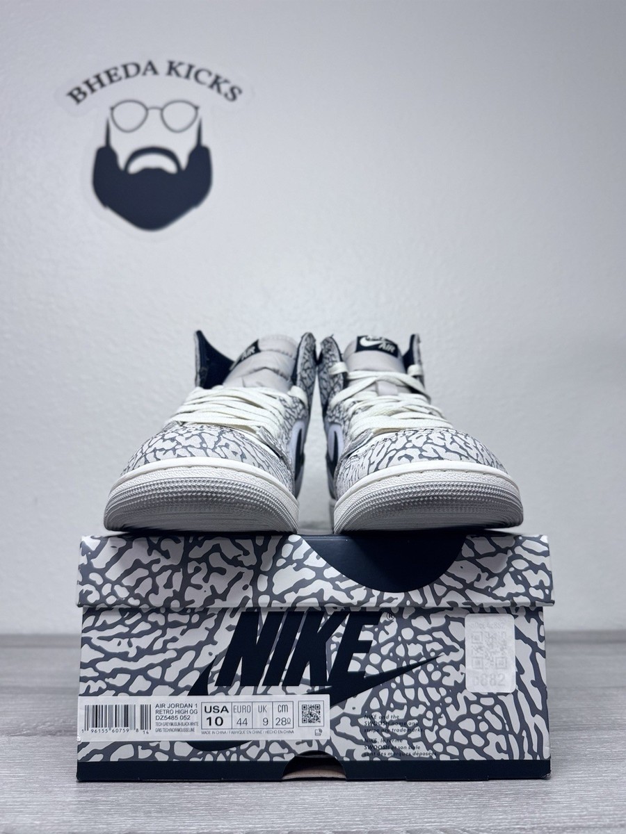 Size 10 - Air Jordan 1 Retro OG High White Cement DZ5485-052
