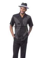 NEW Mens Montique 2PC Summer Walking Set Leisure Suit Regular Fit 2610 Black USA