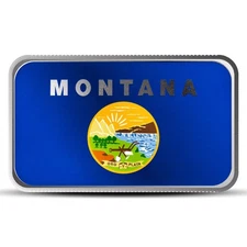 1 oz Montana State Flag Silver Bar (Colored)