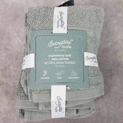 Everyday Home by Trident  4-Piece Hand Towel Set Supremely Soft Gray Cotton