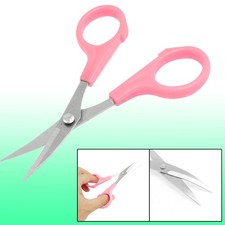 Curved Tip Plastic Handle Thrum Yarn Cross Stitch Sewing Scissors Pink