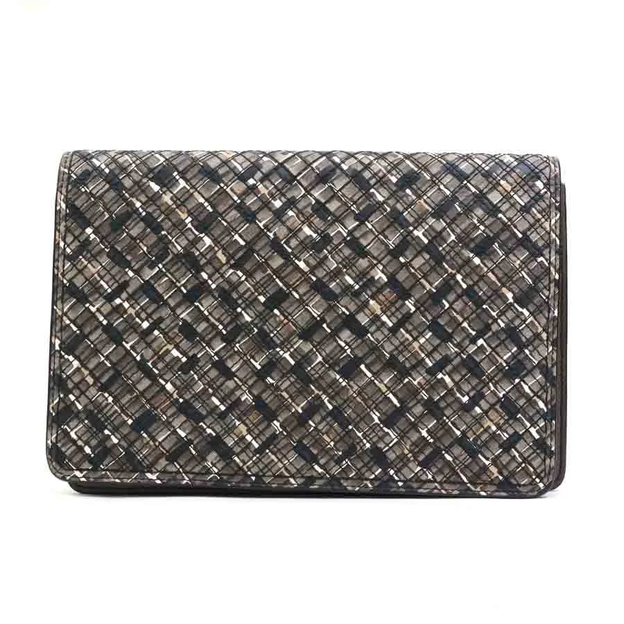 Bottega Veneta — Auth BOTTEGAVENETA Intrecciato Clutch Bag Black/Brown Leather - r10694a