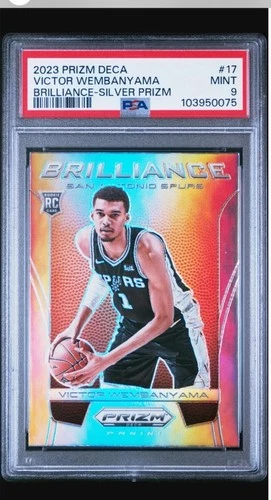2023-24 Prizm Deca #17 Victor Wembanyama Brilliance SIlver Prizm RC Spurs PSA 9