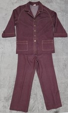 Vintage 1970s Graff California Burgundy Polyester 2 Piece Pantsuit Leisure Set