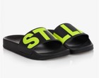 Stella McCartney Black & Neon Yellow Slides — photo 1