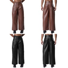 Men Solid Bell Bottom Dress 70s Disco Pants Stylish Dancing Stage Performance