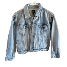 GAP Cropped Classic Blue Denim Jacket Medium Light Wash 100 Cotton