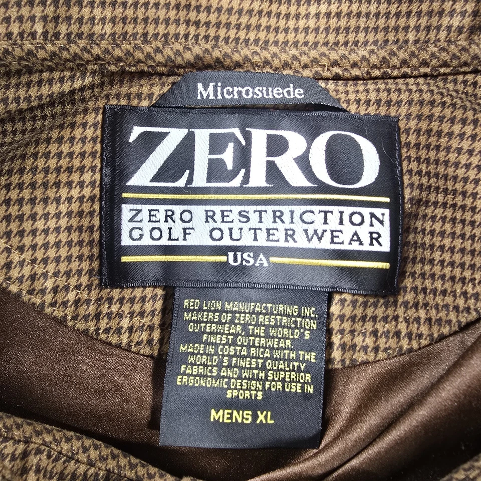 Zero Restriction Windshirt Mens XL Brown Houndstooth Microsuede Golf Performance - Image 4 of 4