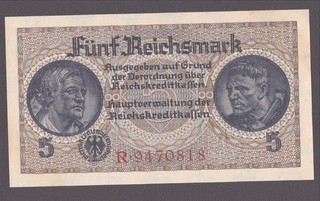 ZWK 4a) — alt: Ro. 553a) Reichskreditkassenschein; 5 Reichsmark; „R"