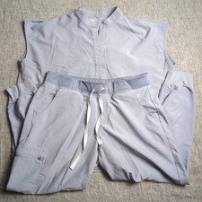 Figs Scrub Set Women's - Rafaela Top L, Zamora Joggers L/P Petite - Vapor Blue
