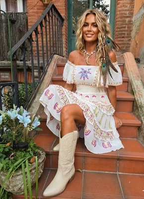 Venez Voir! ROBE Bohème Sahoya boho Fleurie ✨PAPA PIA✨38/42 - Photo 1/4