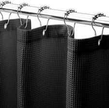 AmazerBath Black Shower Curtain Thick 240GSM, 72"W x 72"L (Pack of 1), 
