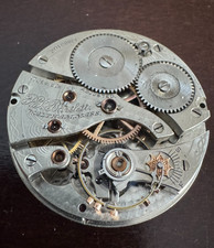 VINTAGE 16 SIZE WALTHAM POCKET WATCH MOVEMENT GR. P.S. BARTLETT 1908 BAD STAFF