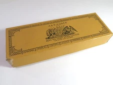 J.P.Coats Best Six Cord Spool Cotton White Thread Box + 19 Empty Wooden Spools