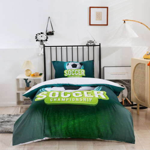3D Football Letter Green Dot Quilt Cover Set Duvet Cover Bedding Pillowcases