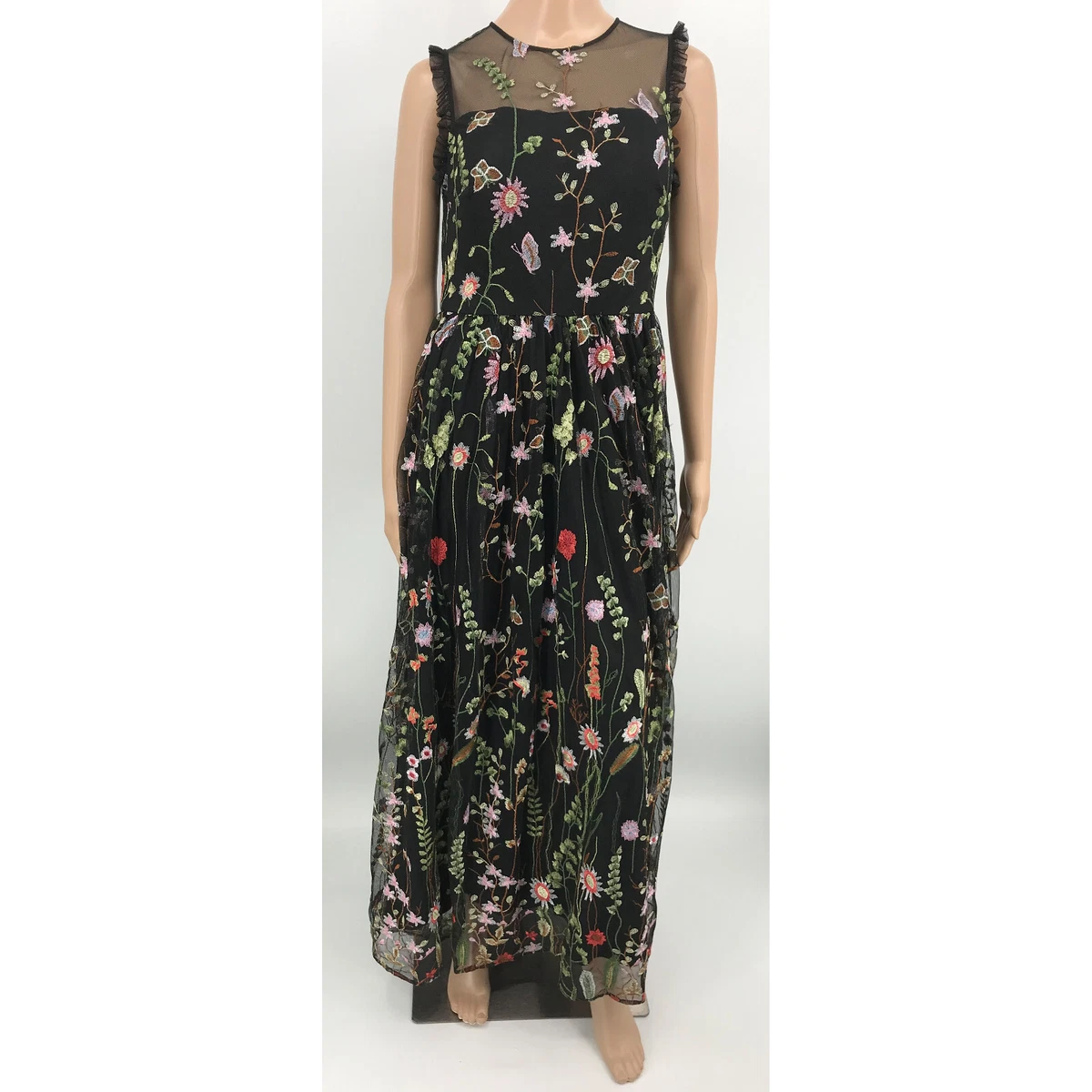 Morgan & co clearance embroidered mesh evening dress