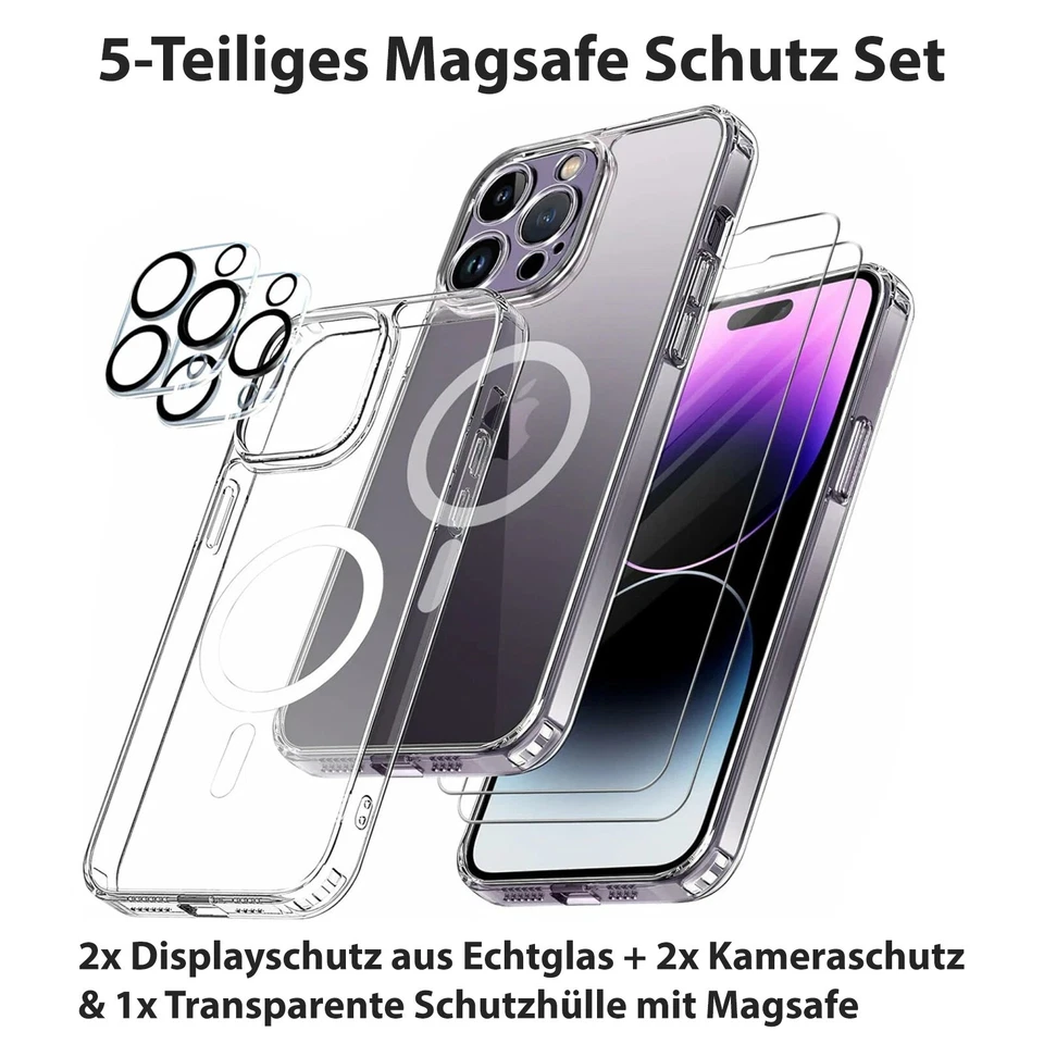 Magsafe Hülle iPhone 16 15 14 13 12 11 Pro Max 2x Panzerfolie Kamera Glas Schutz - Bild 2 von 4