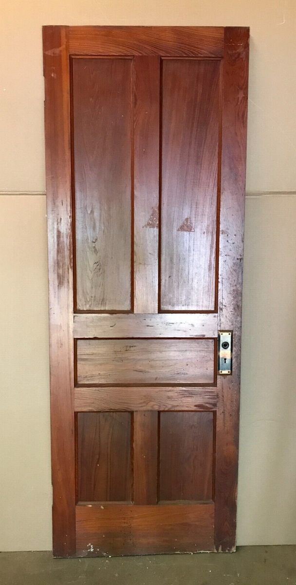 Antique Single VTG 29X80 1920's Interior 5 Panel Cherry Wood Door