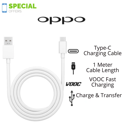 Oppo VOOC USB Type-C Cable Genuine DL129 Type-A to Type C Fast 1M Charging Cable