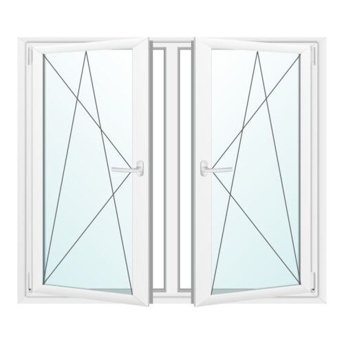 Kunststofffenster Fenster Kunststoff 2-fach 2-flügliges Weiß mit Pfosten Premium - Bild 1 von 12