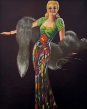 Vintage 1940s Billy DeVorss 8x10 Pin-Up Print, Stunning Blonde Tropical Colors